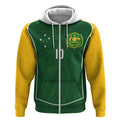 Custom Australia Football Zip Hoodie Aboriginal Pattern Sporty Style-Green Color - Aussie Hoodie