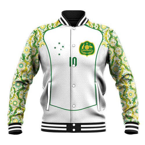 Custom Australia Football Baseball Jacket Aboriginal Pattern Sporty Style-White Color - Aussie Hoodie