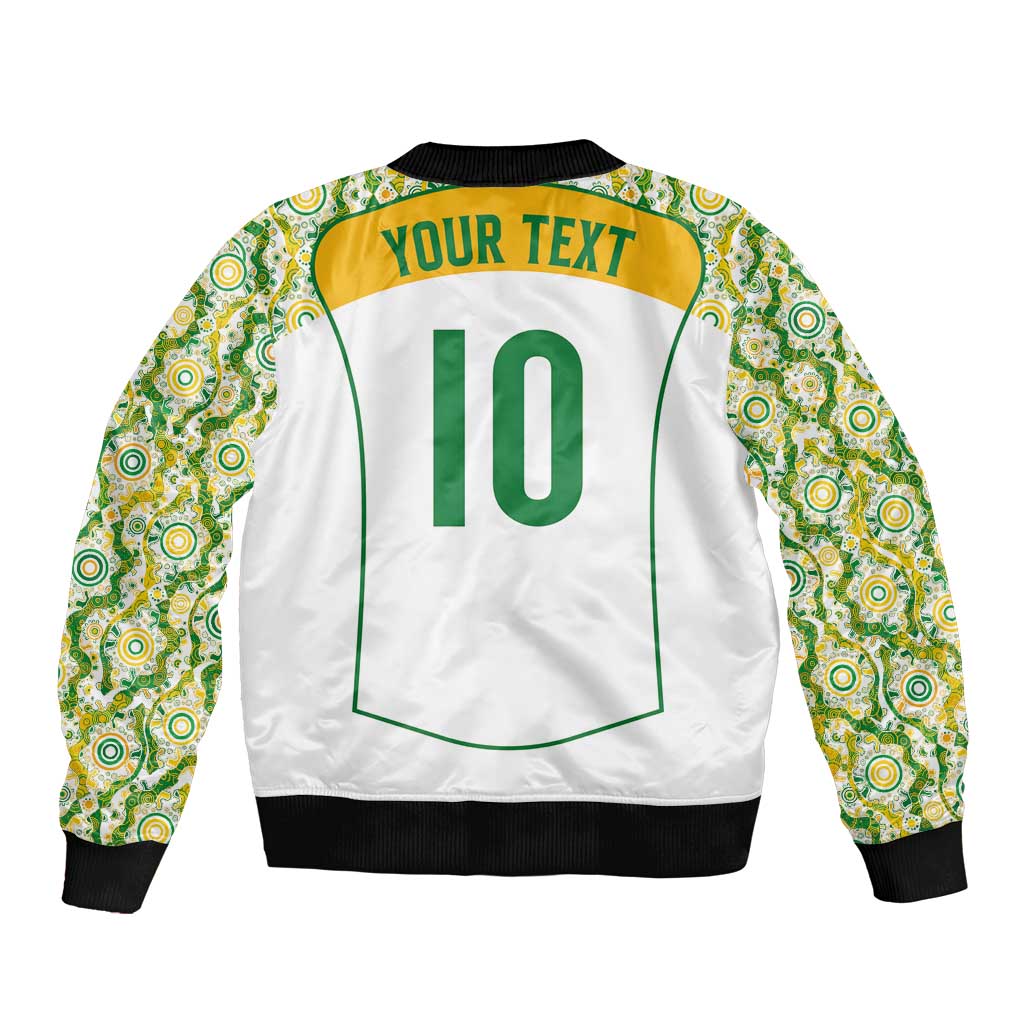 Custom Australia Football Bomber Jacket Aboriginal Pattern Sporty Style-White Color - Aussie Hoodie