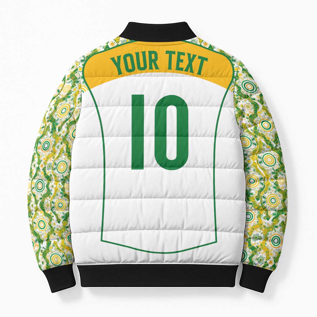 Custom Australia Football Bomber Puffer Jacket Aboriginal Pattern Sporty Style-White Color - Aussie Hoodie