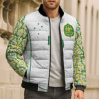 Custom Australia Football Bomber Puffer Jacket Aboriginal Pattern Sporty Style-White Color - Aussie Hoodie