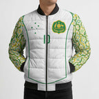 Custom Australia Football Bomber Puffer Jacket Aboriginal Pattern Sporty Style-White Color - Aussie Hoodie