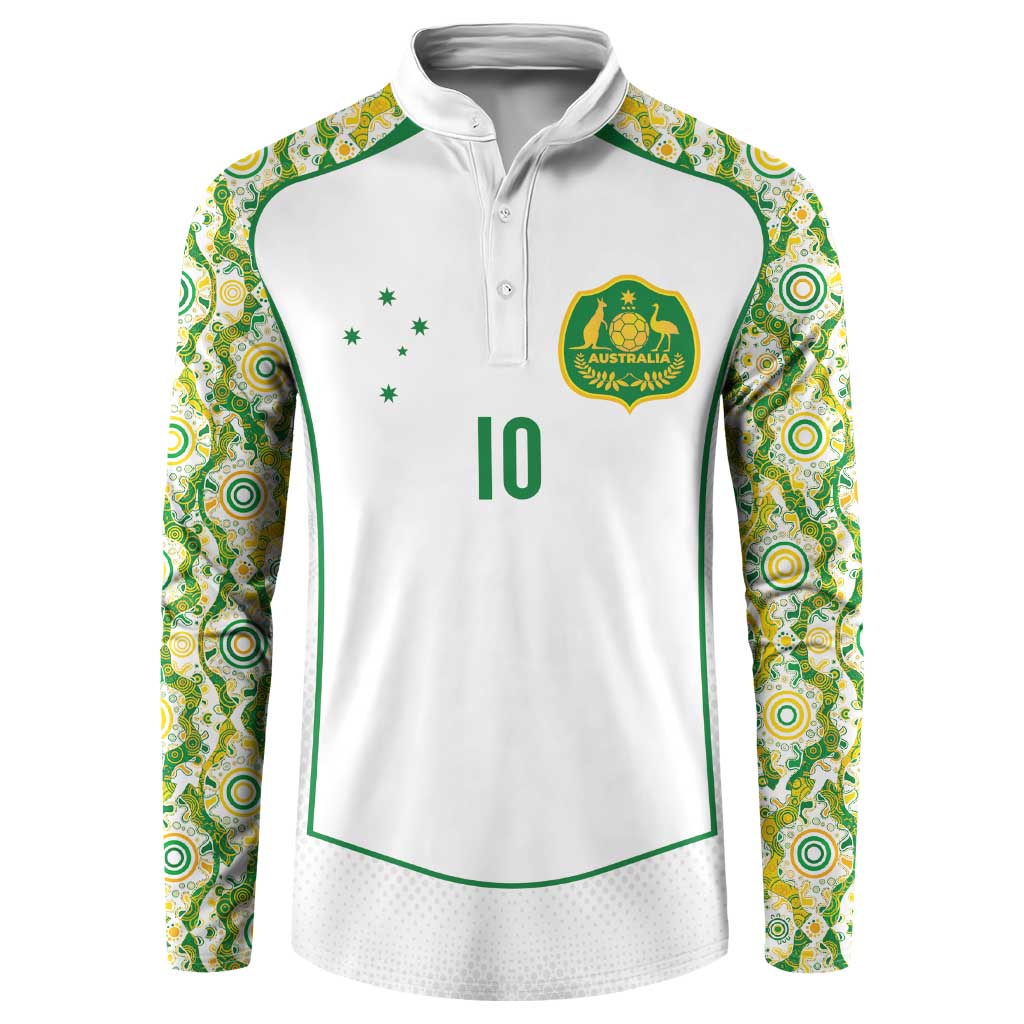 Custom Australia Football Button Sweatshirt Aboriginal Pattern Sporty Style-White Color - Aussie Hoodie