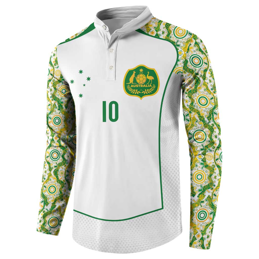 Custom Australia Football Button Sweatshirt Aboriginal Pattern Sporty Style-White Color - Aussie Hoodie