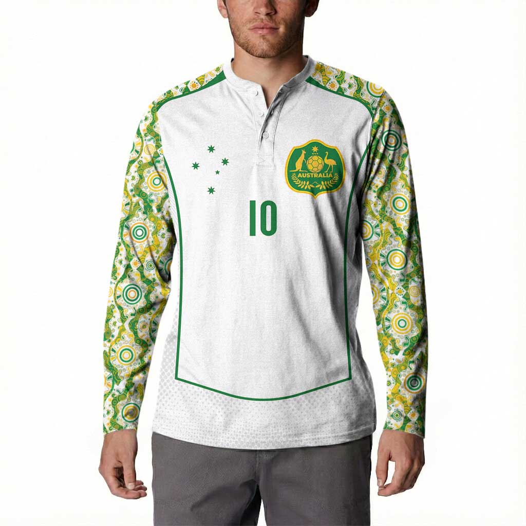 Custom Australia Football Button Sweatshirt Aboriginal Pattern Sporty Style-White Color - Aussie Hoodie