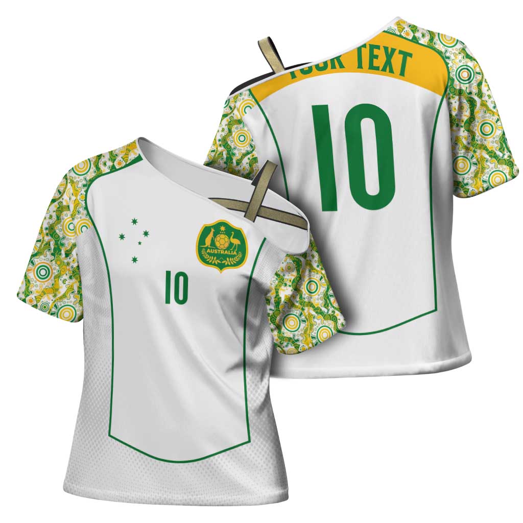 Custom Australia Football Cross Shoulder Shirt Aboriginal Pattern Sporty Style-White Color - Aussie Hoodie