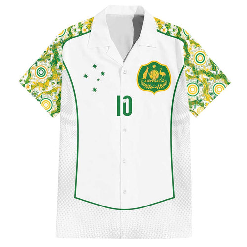 Custom Australia Football Hawaiian Shirt Aboriginal Pattern Sporty Style-White Color - Aussie Hoodie