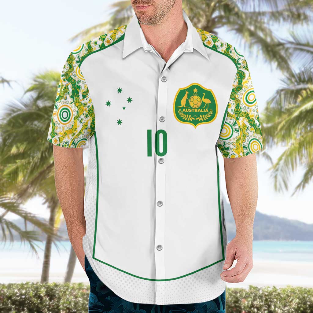 Custom Australia Football Hawaiian Shirt Aboriginal Pattern Sporty Style-White Color - Aussie Hoodie