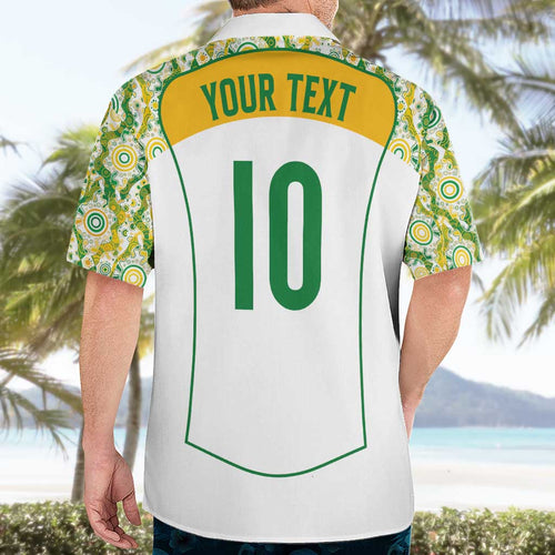 Custom Australia Football Hawaiian Shirt Aboriginal Pattern Sporty Style-White Color - Aussie Hoodie