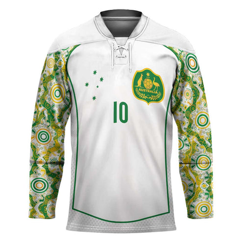 Custom Australia Football Hockey Jersey Aboriginal Pattern Sporty Style-White Color - Aussie Hoodie