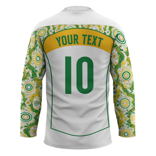 Custom Australia Football Hockey Jersey Aboriginal Pattern Sporty Style-White Color - Aussie Hoodie