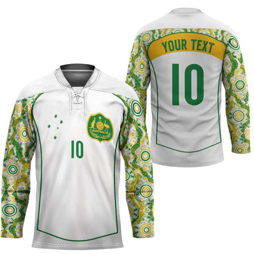 Custom Australia Football Hockey Jersey Aboriginal Pattern Sporty Style-White Color - Aussie Hoodie