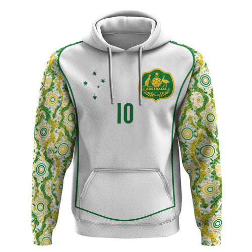 Custom Australia Football Hoodie Aboriginal Pattern Sporty Style-White Color - Aussie Hoodie