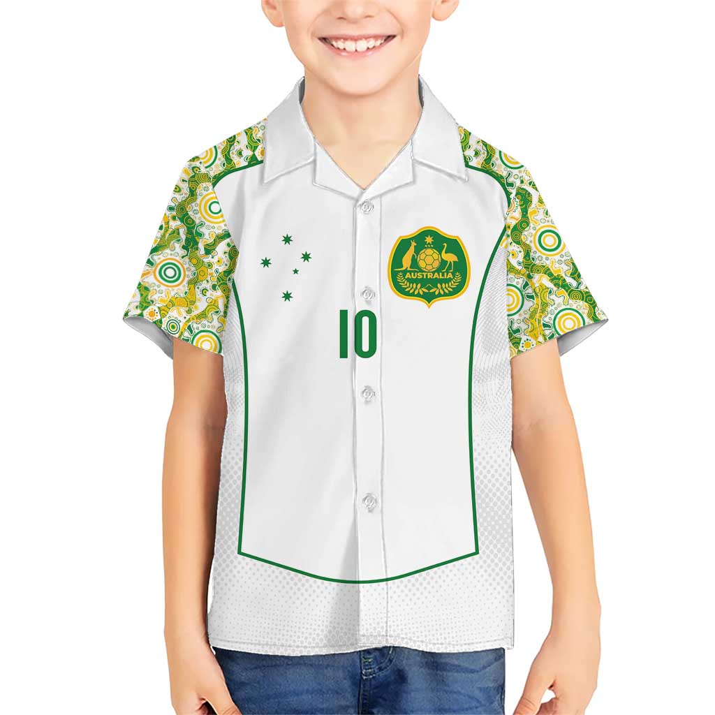 Custom Australia Football Kid Hawaiian Shirt Aboriginal Pattern Sporty Style-White Color - Aussie Hoodie