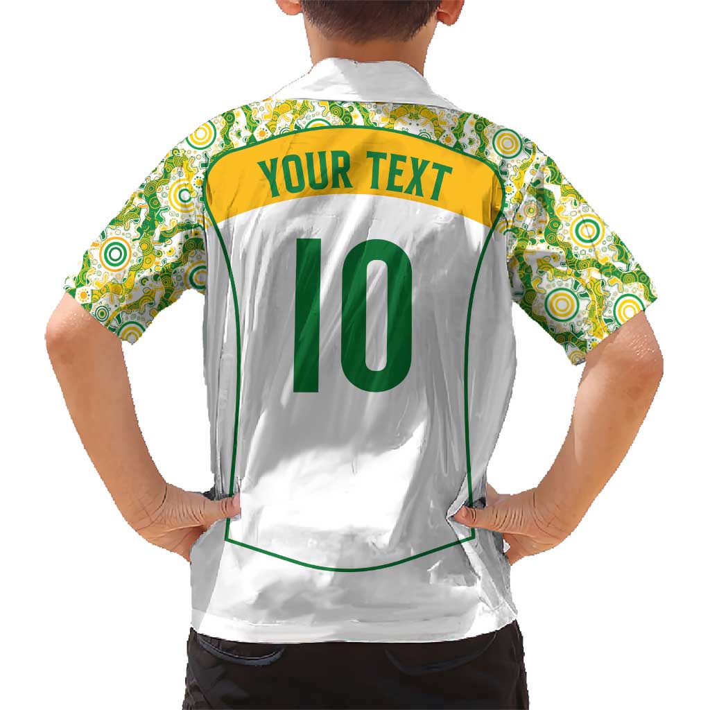 Custom Australia Football Kid Hawaiian Shirt Aboriginal Pattern Sporty Style-White Color - Aussie Hoodie