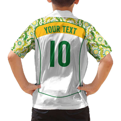 Custom Australia Football Kid Hawaiian Shirt Aboriginal Pattern Sporty Style-White Color - Aussie Hoodie