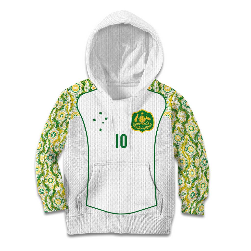 Custom Australia Football Kid Hoodie Aboriginal Pattern Sporty Style-White Color - Aussie Hoodie