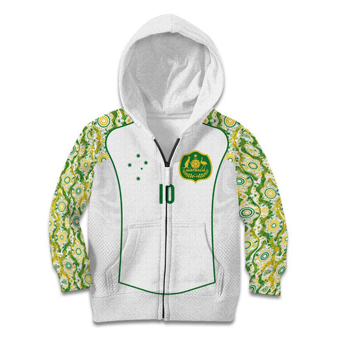 Custom Australia Football Kid Hoodie Aboriginal Pattern Sporty Style-White Color - Aussie Hoodie