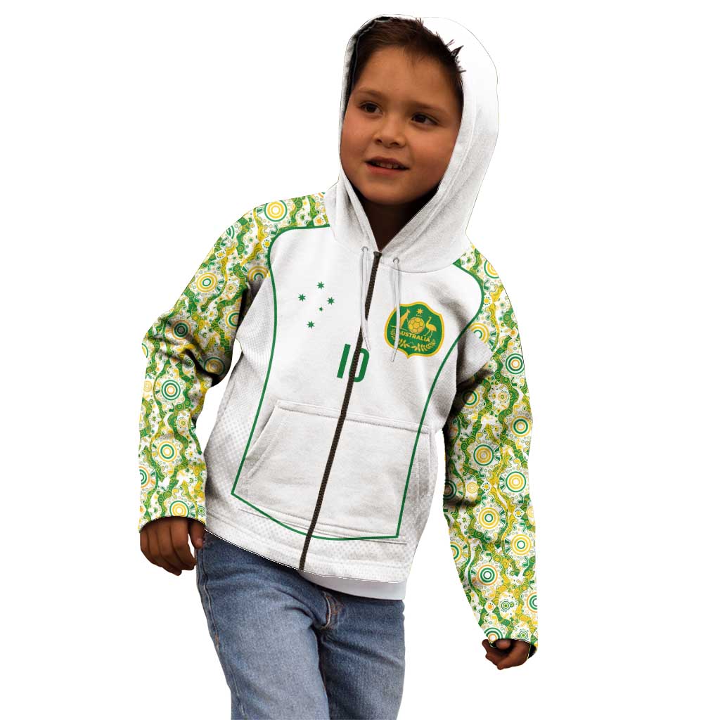 Custom Australia Football Kid Hoodie Aboriginal Pattern Sporty Style-White Color - Aussie Hoodie
