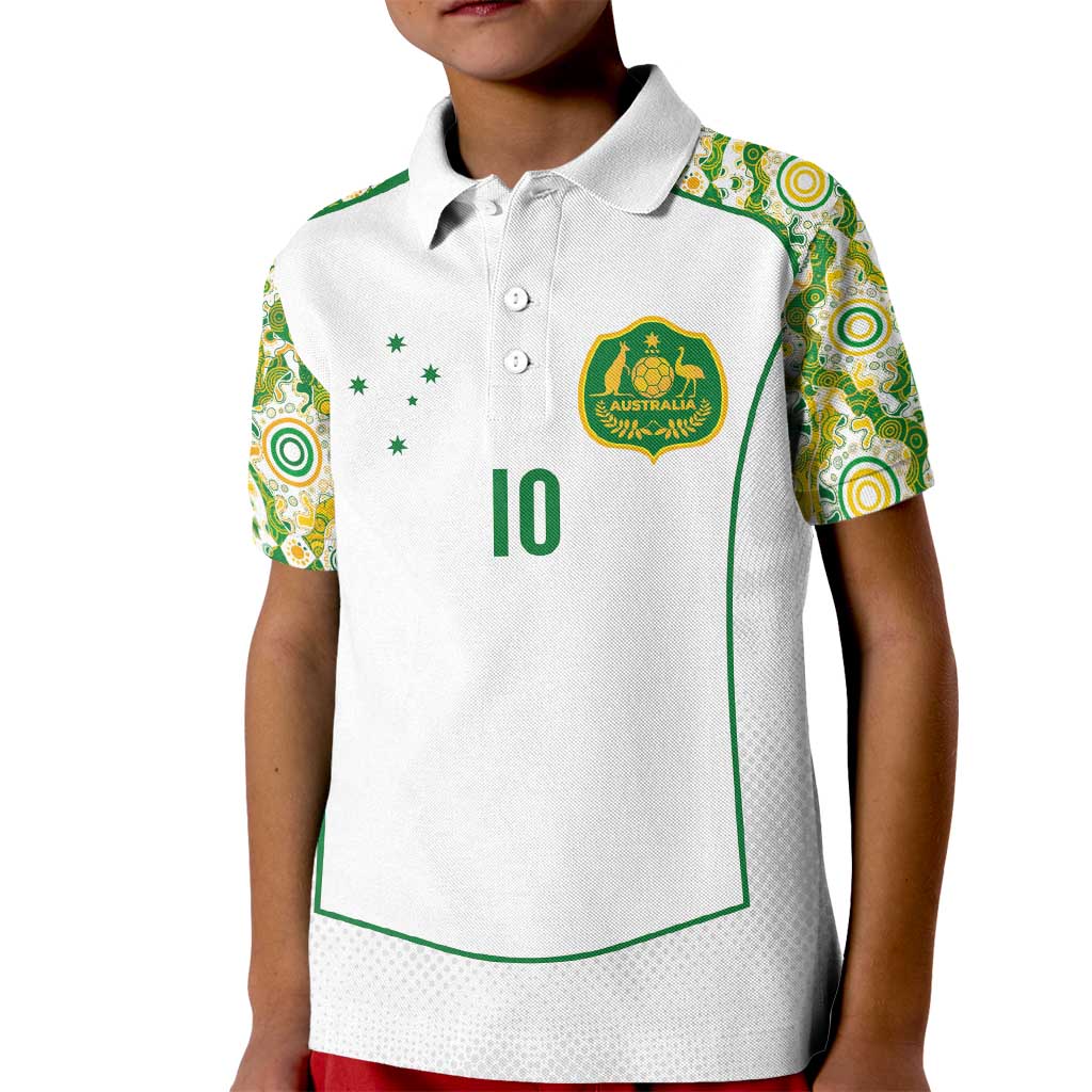 Custom Australia Football Kid Polo Shirt Aboriginal Pattern Sporty Style-White Color - Aussie Hoodie