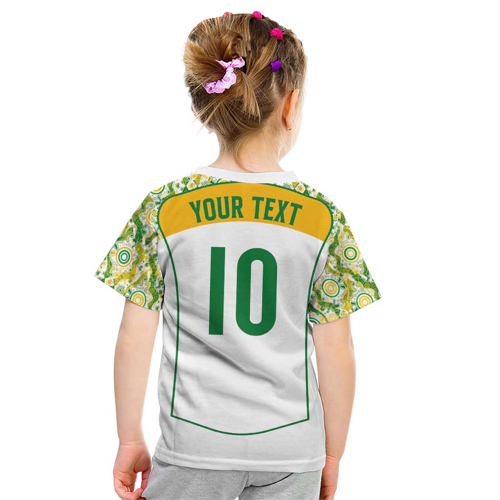 Custom Australia Football Kid T Shirt Aboriginal Pattern Sporty Style-White Color - Aussie Hoodie