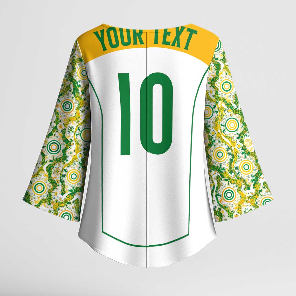 Custom Australia Football Kimono Sleeve Blouse Aboriginal Pattern Sporty Style-White Color - Aussie Hoodie