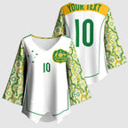 Custom Australia Football Kimono Sleeve Blouse Aboriginal Pattern Sporty Style-White Color - Aussie Hoodie