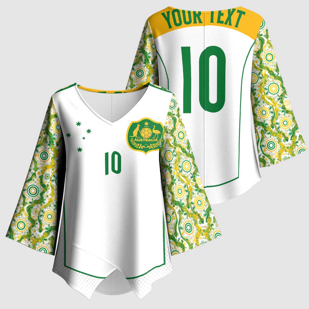 Custom Australia Football Kimono Sleeve Blouse Aboriginal Pattern Sporty Style-White Color - Aussie Hoodie