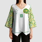 Custom Australia Football Kimono Sleeve Blouse Aboriginal Pattern Sporty Style-White Color - Aussie Hoodie