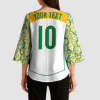 Custom Australia Football Kimono Sleeve Blouse Aboriginal Pattern Sporty Style-White Color - Aussie Hoodie