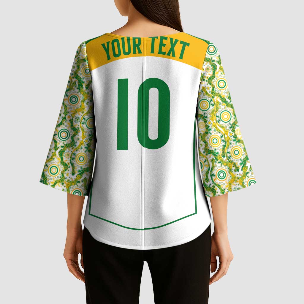 Custom Australia Football Kimono Sleeve Blouse Aboriginal Pattern Sporty Style-White Color - Aussie Hoodie