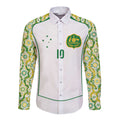 Custom Australia Football Long Sleeve Button Shirt Aboriginal Pattern Sporty Style-White Color - Aussie Hoodie