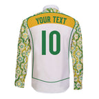 Custom Australia Football Long Sleeve Button Shirt Aboriginal Pattern Sporty Style-White Color - Aussie Hoodie