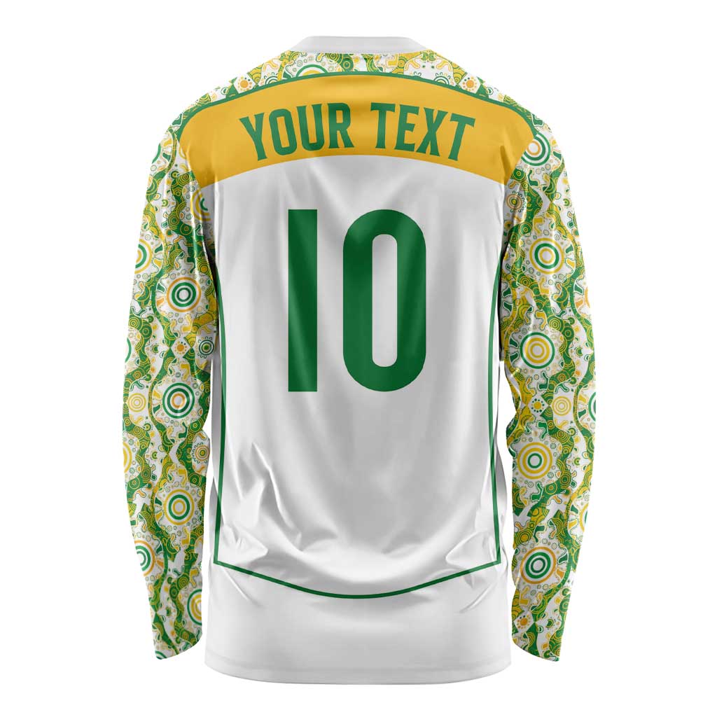 Custom Australia Football Long Sleeve Shirt Aboriginal Pattern Sporty Style-White Color - Aussie Hoodie