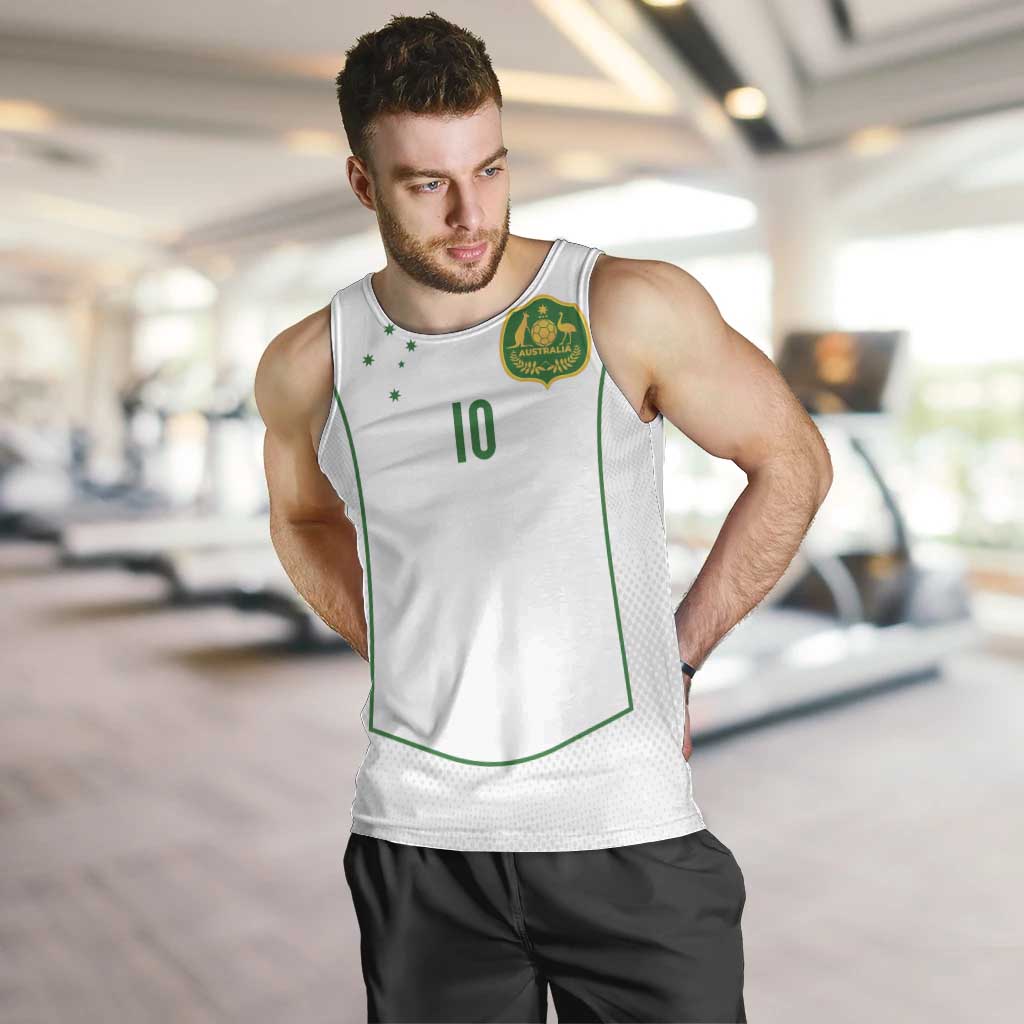 Custom Australia Football Men Tank Top Aboriginal Pattern Sporty Style-White Color - Aussie Hoodie