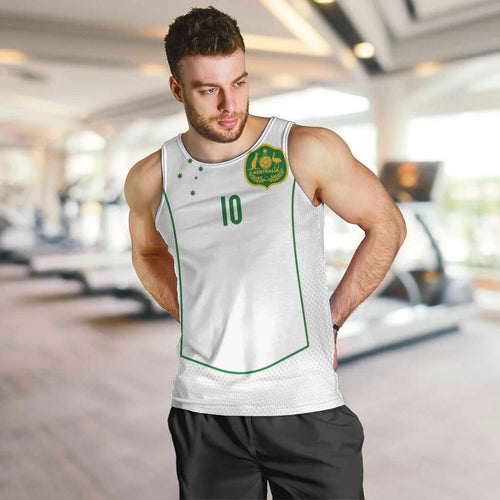 Custom Australia Football Men Tank Top Aboriginal Pattern Sporty Style-White Color - Aussie Hoodie