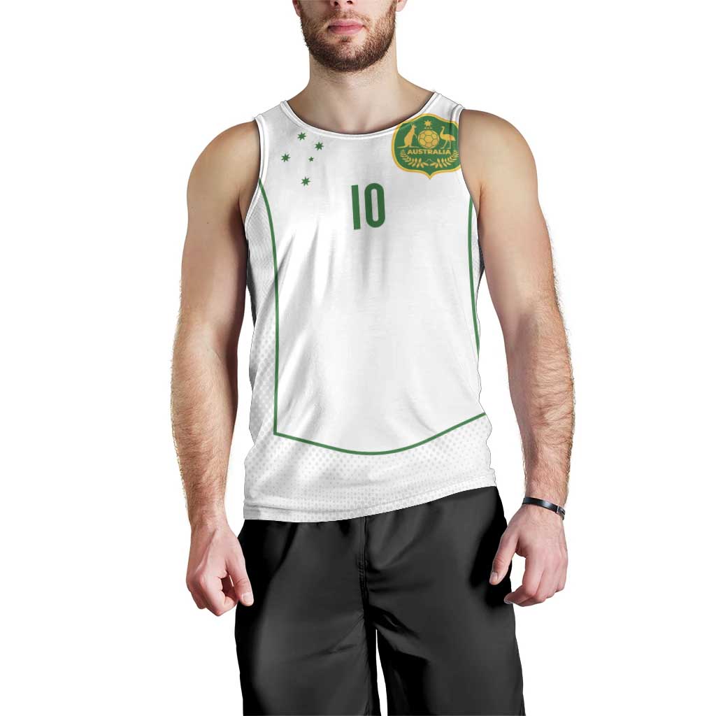 Custom Australia Football Men Tank Top Aboriginal Pattern Sporty Style-White Color - Aussie Hoodie