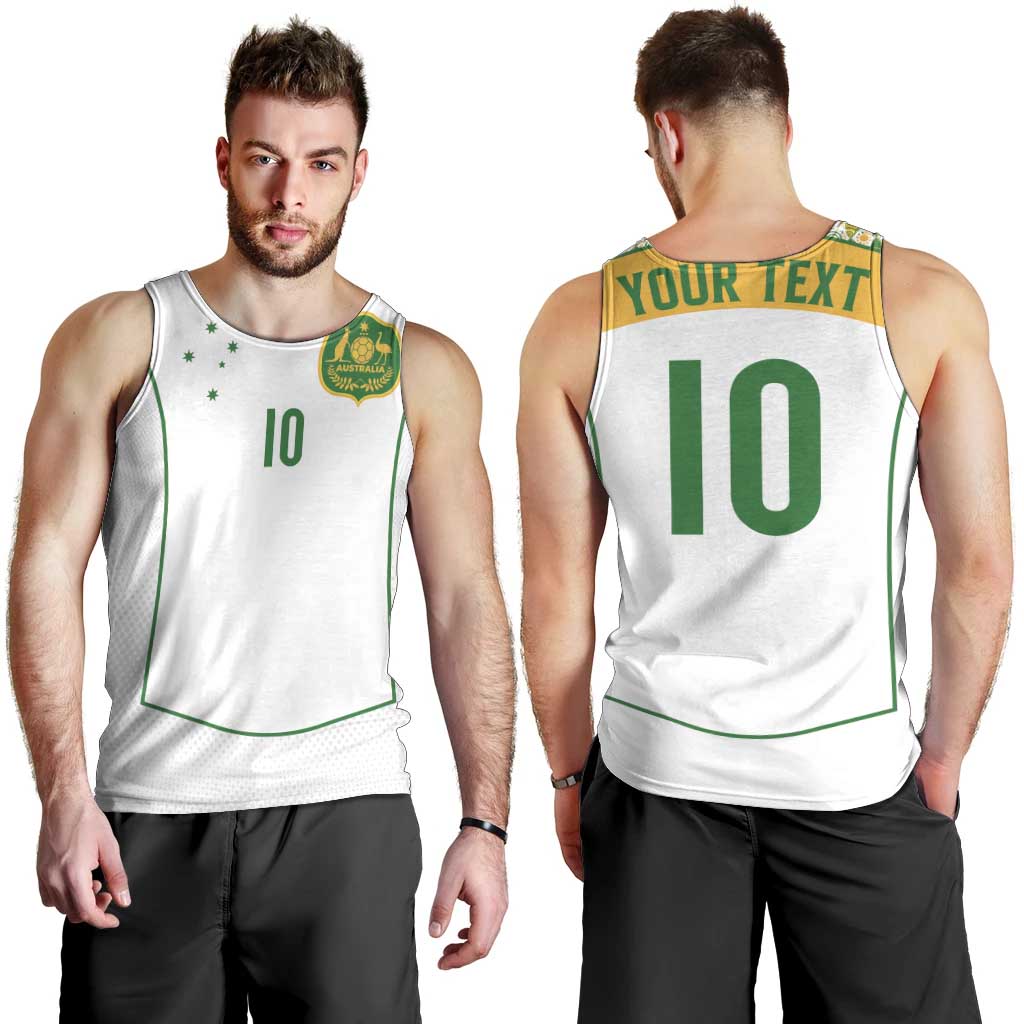 Custom Australia Football Men Tank Top Aboriginal Pattern Sporty Style-White Color - Aussie Hoodie