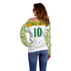 Custom Australia Football Off Shoulder Sweater Aboriginal Pattern Sporty Style-White Color - Aussie Hoodie