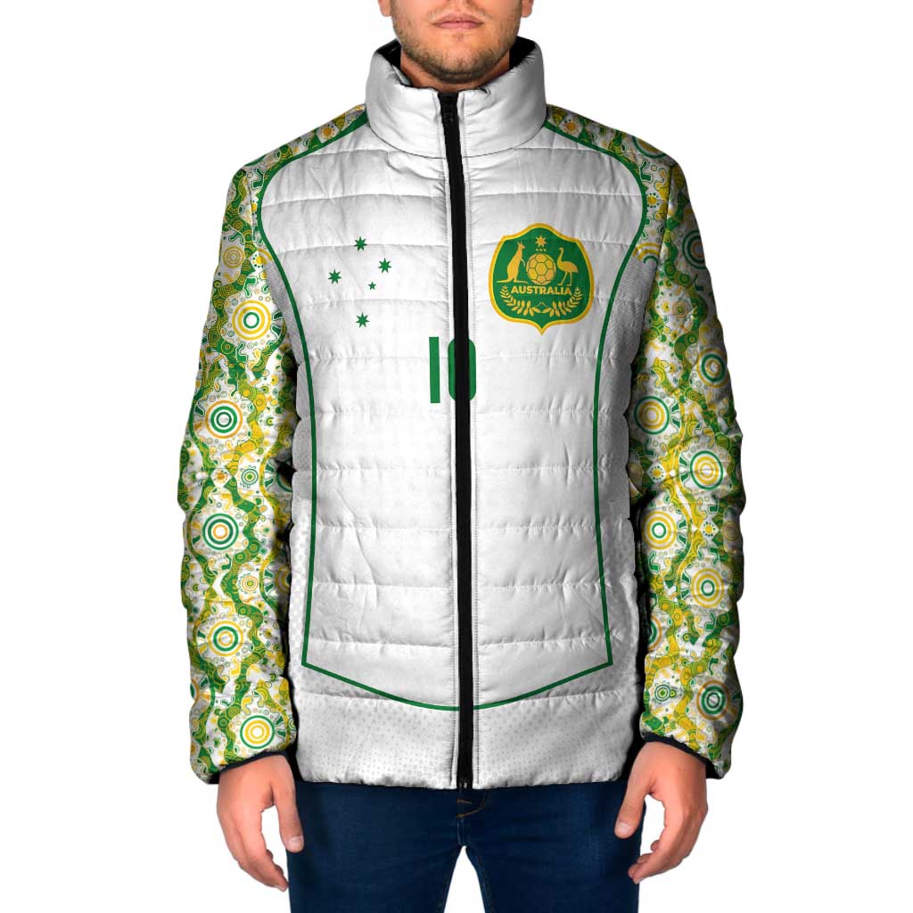 Custom Australia Football Padded Jacket Aboriginal Pattern Sporty Style-White Color - Aussie Hoodie