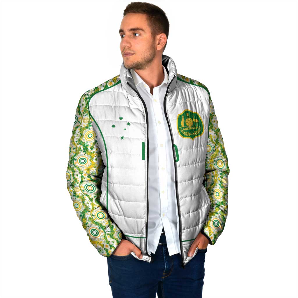 Custom Australia Football Padded Jacket Aboriginal Pattern Sporty Style-White Color - Aussie Hoodie