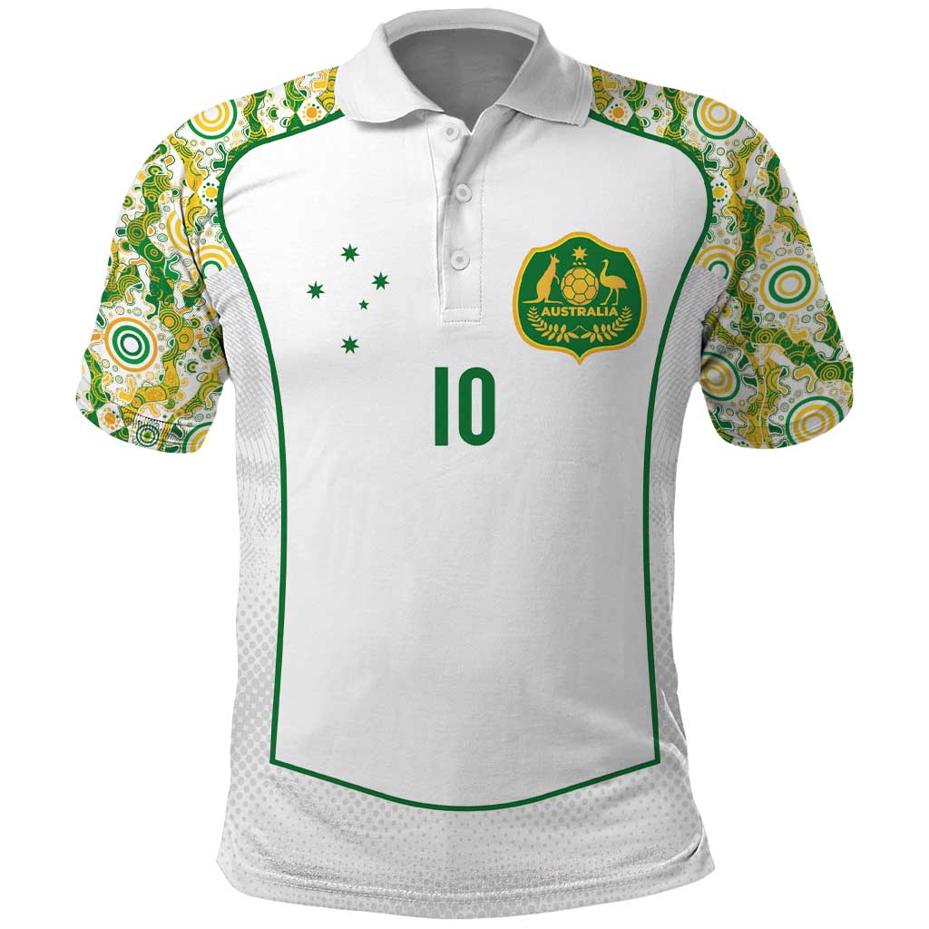 Custom Australia Football Polo Shirt Aboriginal Pattern Sporty Style-White Color - Aussie Hoodie