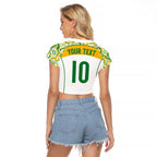 Custom Australia Football Raglan Cropped T Shirt Aboriginal Pattern Sporty Style-White Color - Aussie Hoodie