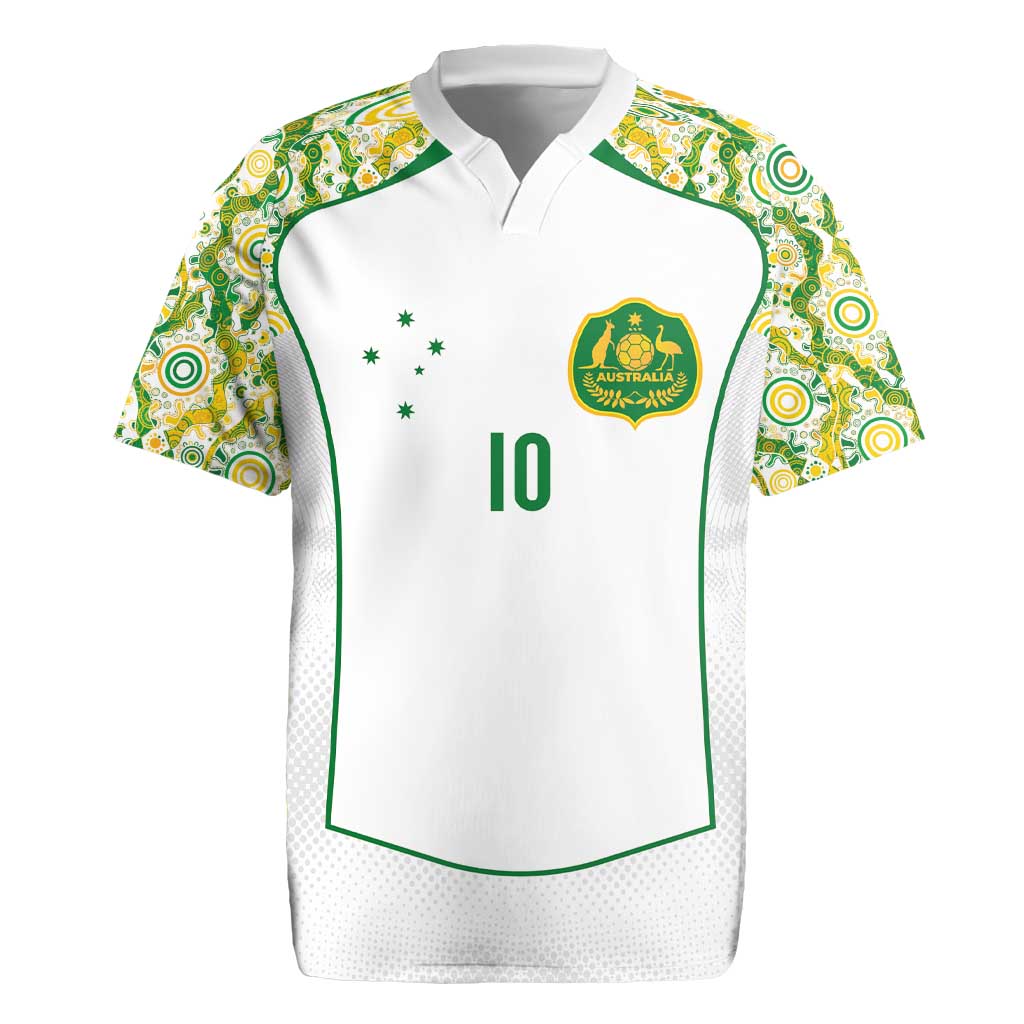 Custom Australia Football Rugby Jersey Aboriginal Pattern Sporty Style-White Color - Aussie Hoodie