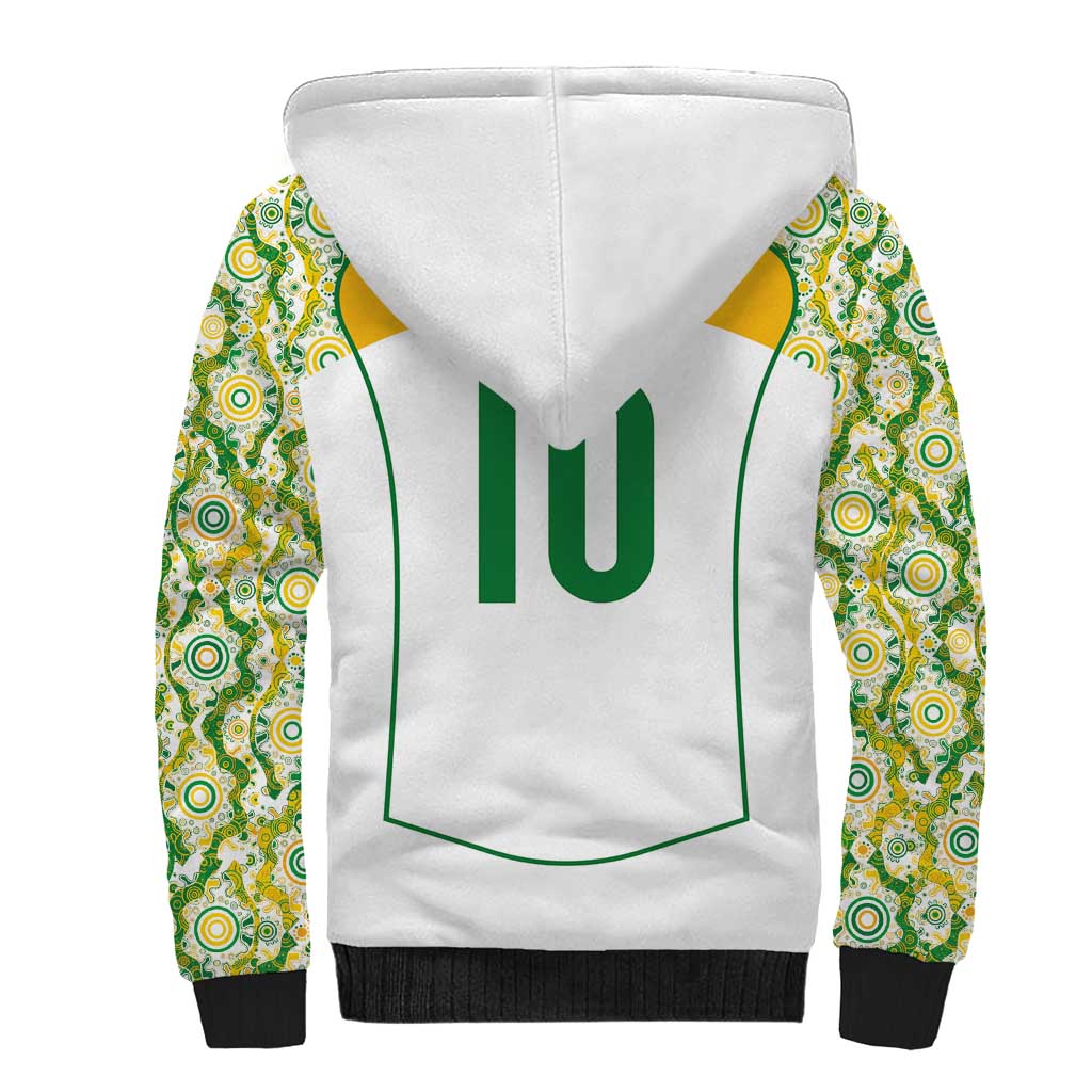 Custom Australia Football Sherpa Hoodie Aboriginal Pattern Sporty Style-White Color - Aussie Hoodie