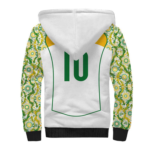 Custom Australia Football Sherpa Hoodie Aboriginal Pattern Sporty Style-White Color - Aussie Hoodie