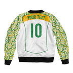 Custom Australia Football Sleeve Zip Bomber Jacket Aboriginal Pattern Sporty Style-White Color - Aussie Hoodie