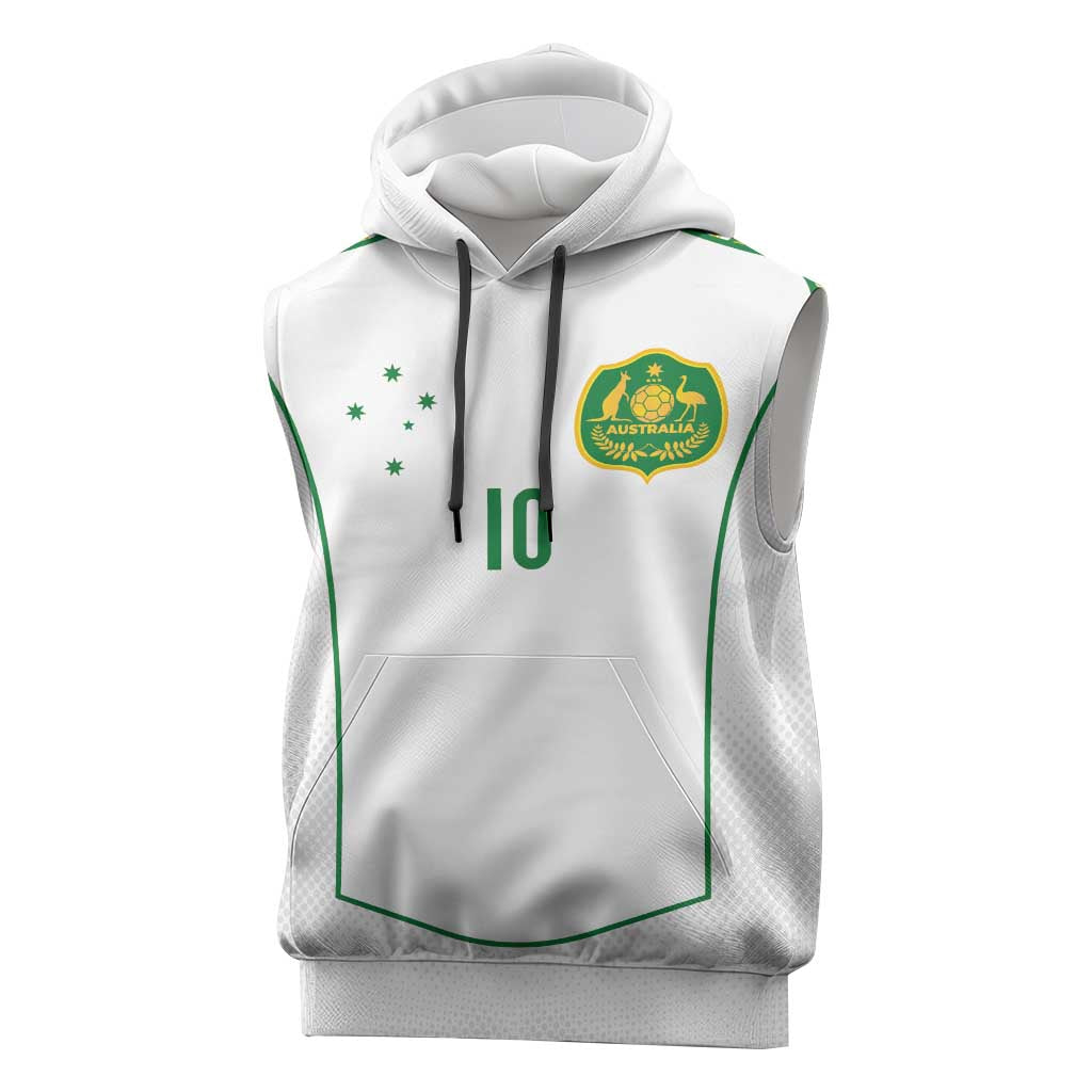 Custom Australia Football Sleeveless Hoodie Aboriginal Pattern Sporty Style-White Color - Aussie Hoodie