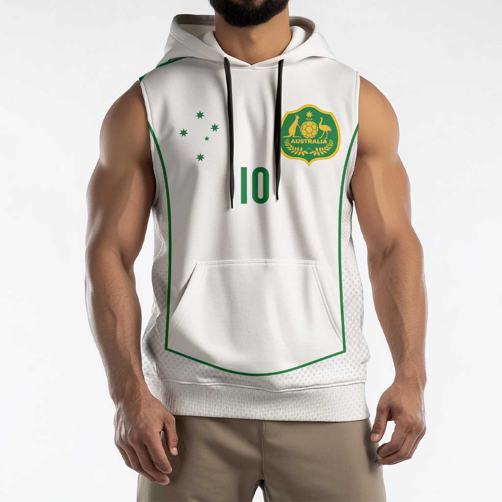 Custom Australia Football Sleeveless Hoodie Aboriginal Pattern Sporty Style-White Color - Aussie Hoodie