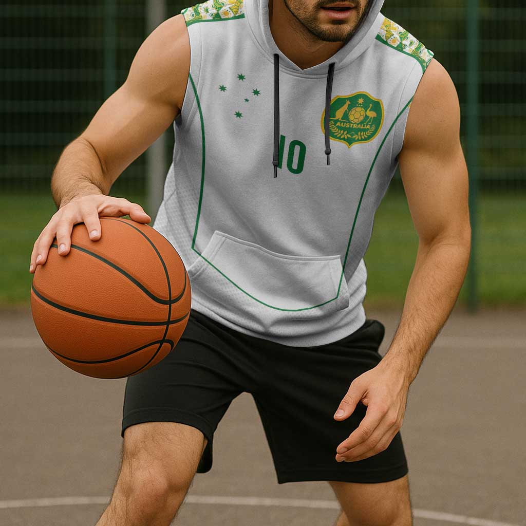 Custom Australia Football Sleeveless Hoodie Aboriginal Pattern Sporty Style-White Color - Aussie Hoodie